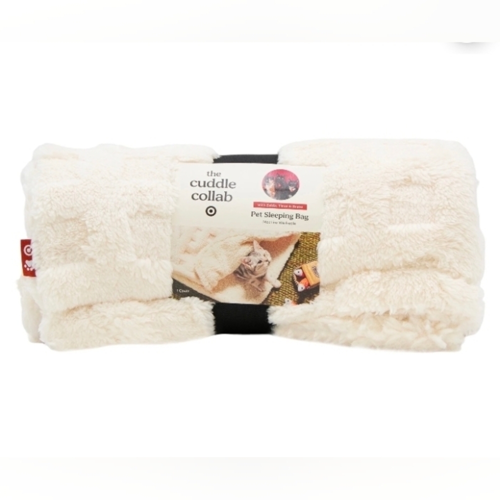 The Cuddle Collab with Zelda, Titus & Brave Plush Pet Sleeping Bag Beige